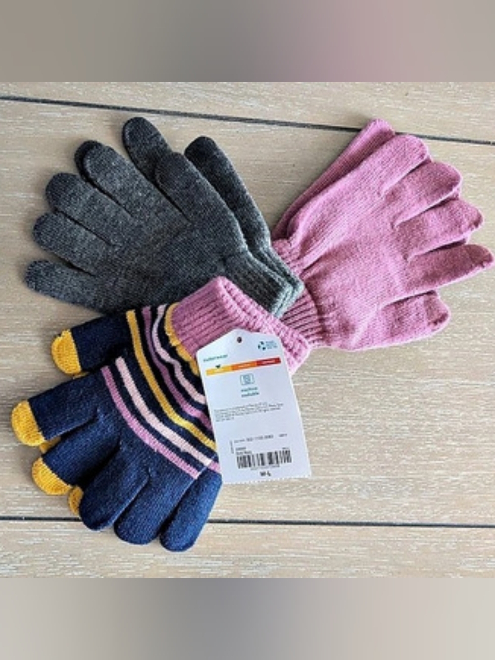 Thereabouts 3-Piece Set Striped Gloves in Pink & Blue M-L NWT